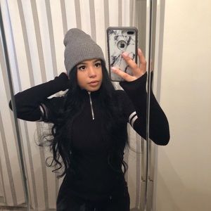 Black Quater zip mock neck top !